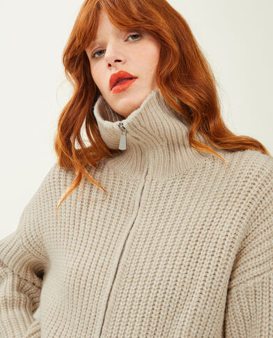 Gilet zippé en grosse maille écru - Pimkie