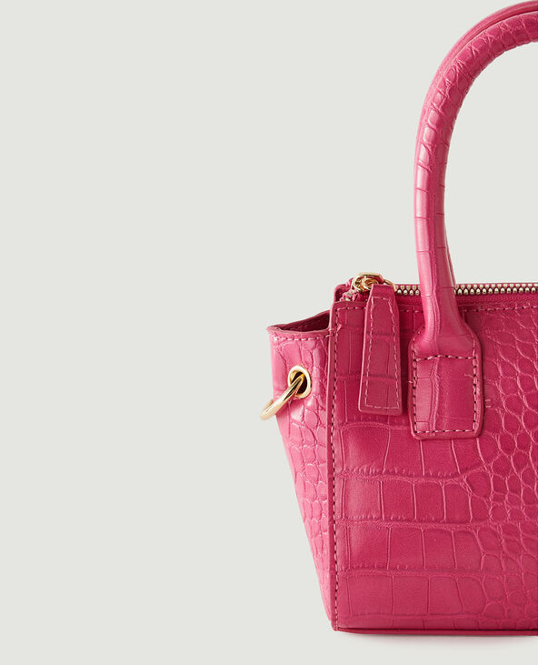 Petit sac à main croco rose fuchsia - Pimkie