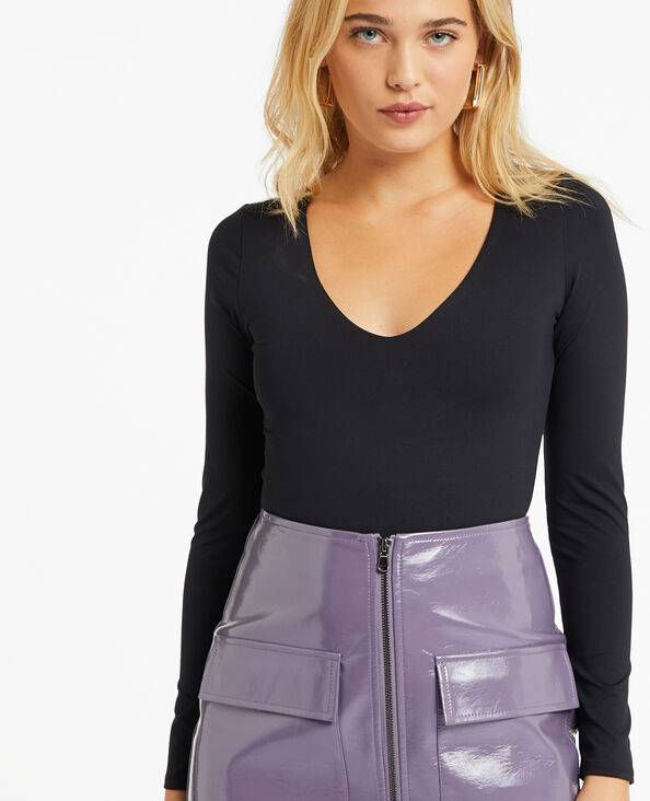 Body manches longues en matière gainante noir - Pimkie
