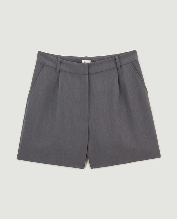 Short taille haute avec pinces gris foncé - Pimkie