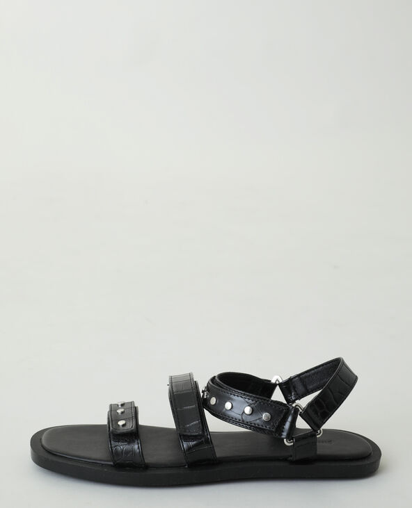 Sandales effet croco cloutées noir - Pimkie