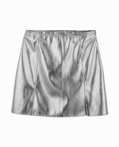Jupe courte en simili argenté gris - Pimkie