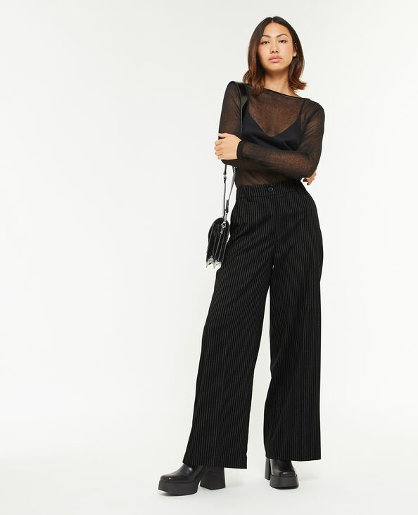 Pantalon large et droit rayures banquier noir - Pimkie