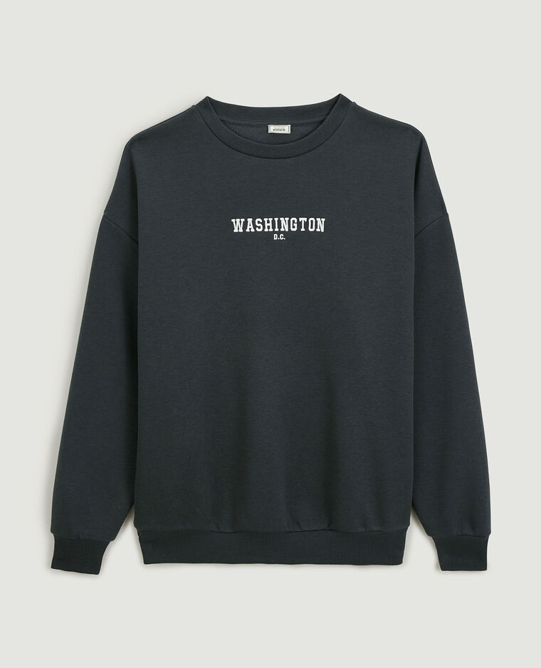 Sweat oversize col rond noir - Pimkie