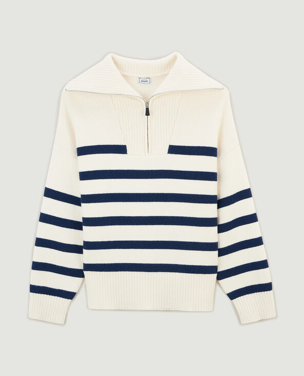 Pull droit col camionneur rayé blanc - Pimkie