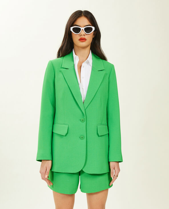 Veste blazer tissu tramé vert - Pimkie