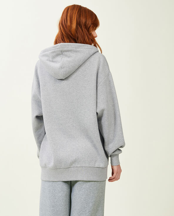Sweat zippé oversize avec capuche gris chiné - Pimkie