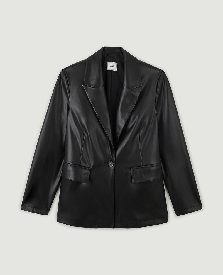 Veste blazer en simili cuir noir - Pimkie
