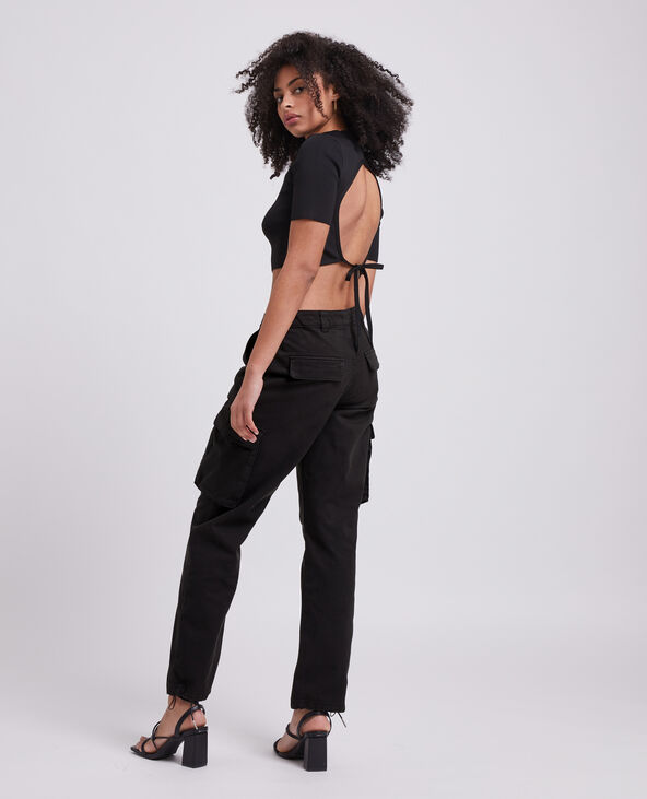 Pantalon droit cargo taille basse noir - Pimkie
