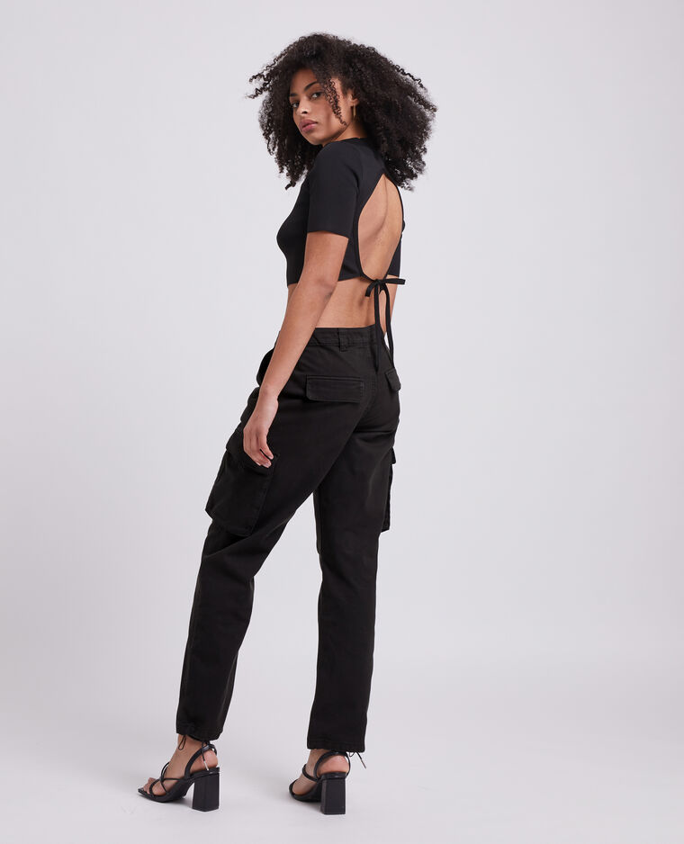 Pantalon droit cargo taille basse noir - Pimkie