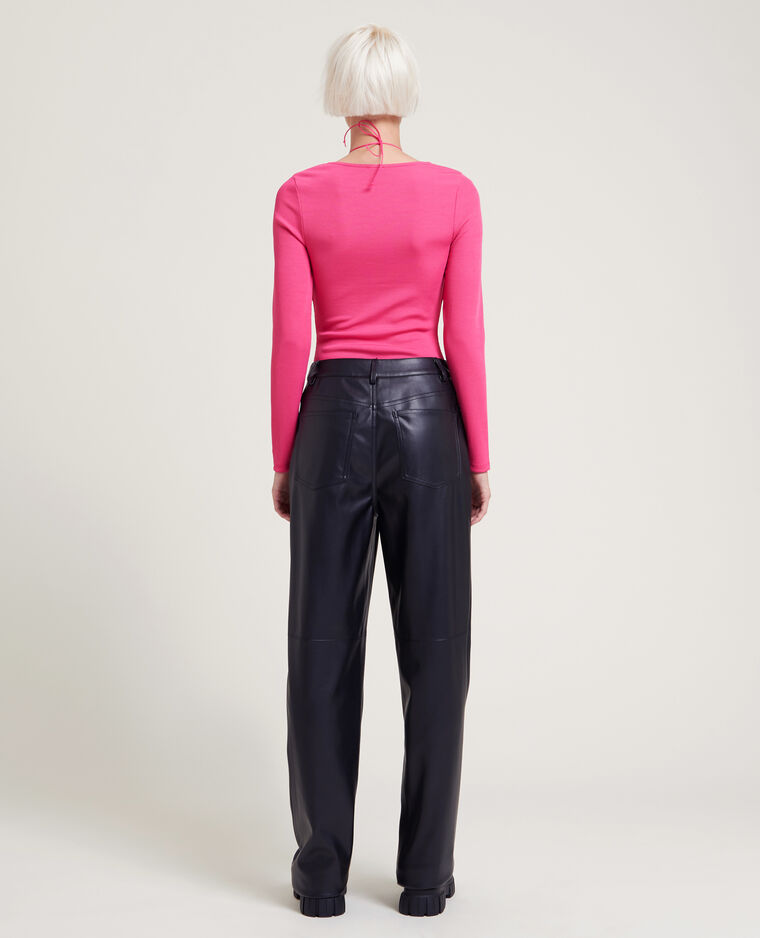 Body manches longues avec laçage rose fuchsia - Pimkie