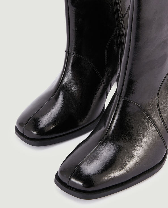 Boots bout carré avec talon trapèze noir - Pimkie