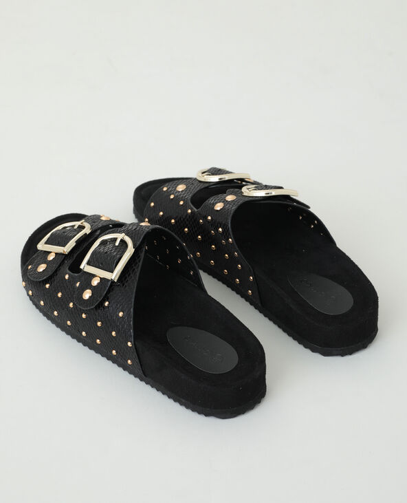 Mules noires cloutées deals