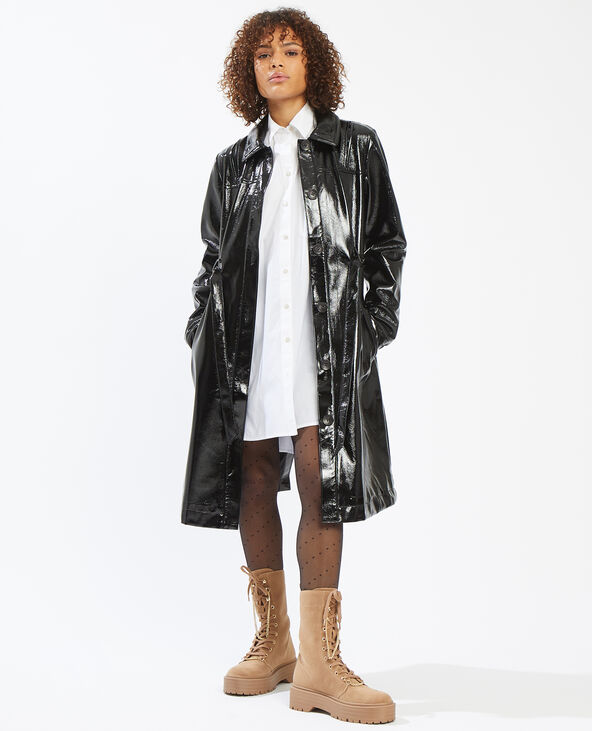 Manteau vinyle noir cheap