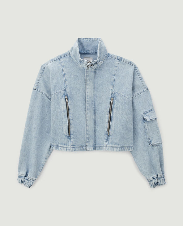 Blouson court en jean bleu clair - Pimkie