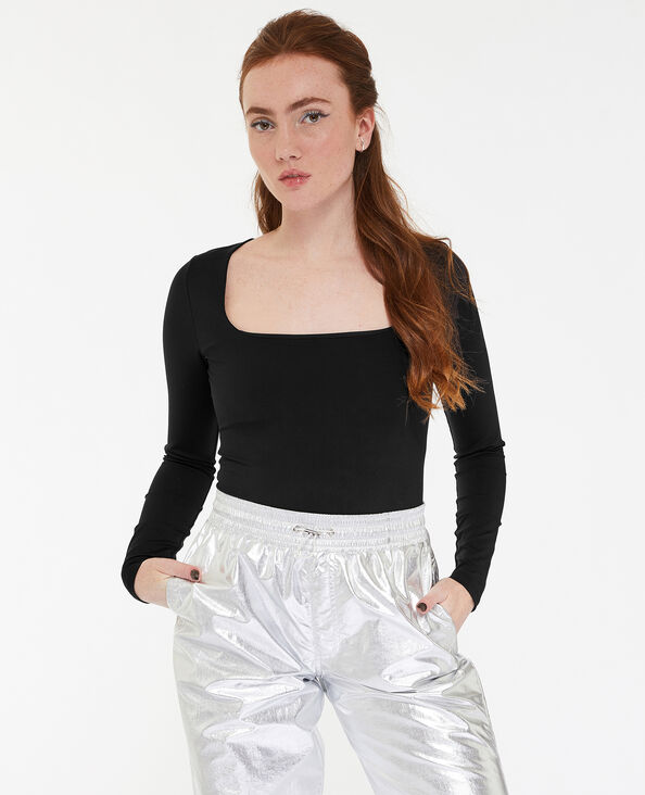 Body manches longues encolure carrée noir - Pimkie