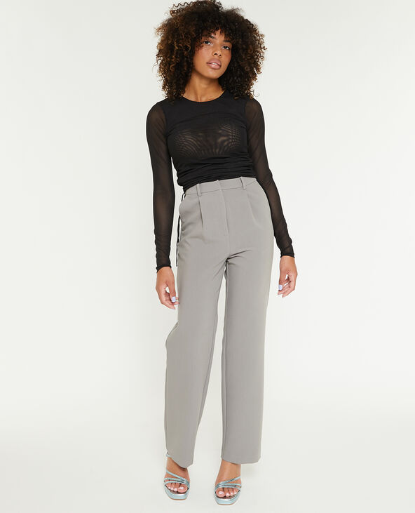 Pantalon droit avec fines rayures gris foncé - Pimkie