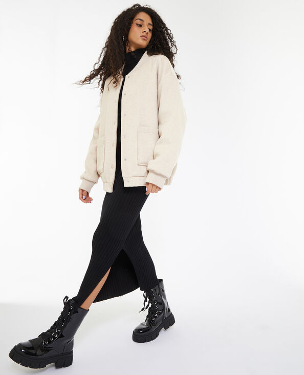 Bomber oversize en drap de laine blanc - Pimkie