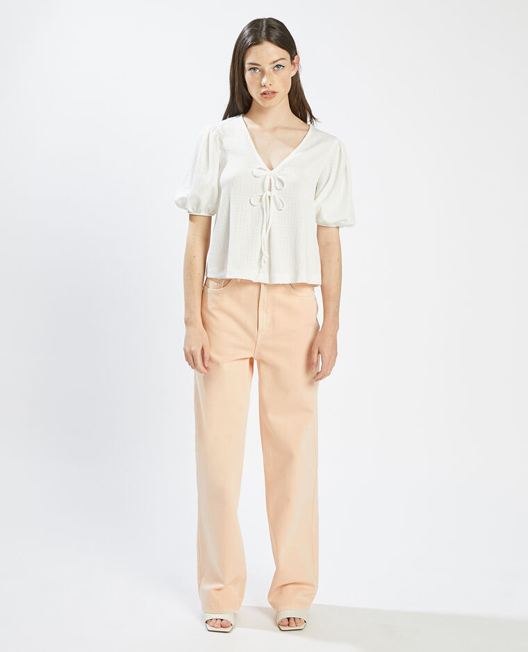 Top avec liens à nouer blanc - Pimkie