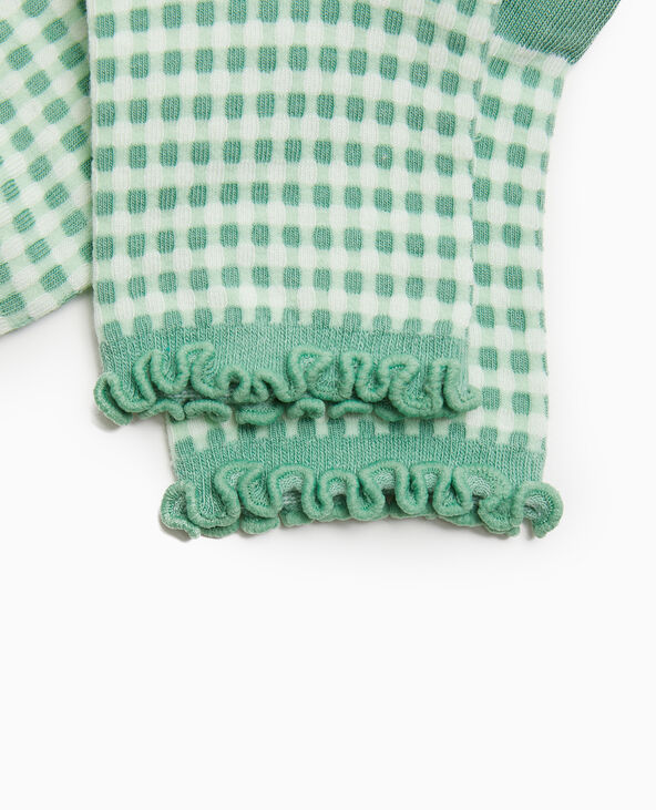 Chaussettes courtes motif vichy vert clair - Pimkie