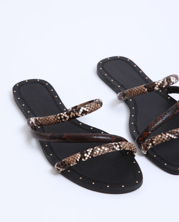 Sandales plates python noir - Pimkie