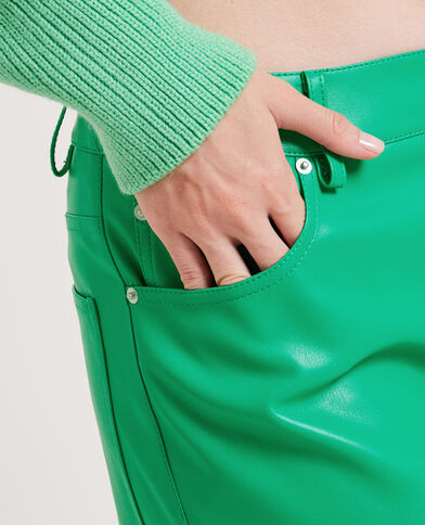 Pantalon droit en simili cuir vert - Pimkie