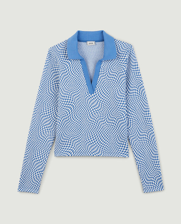 T-shirt polo à damier bleu électrique - Pimkie