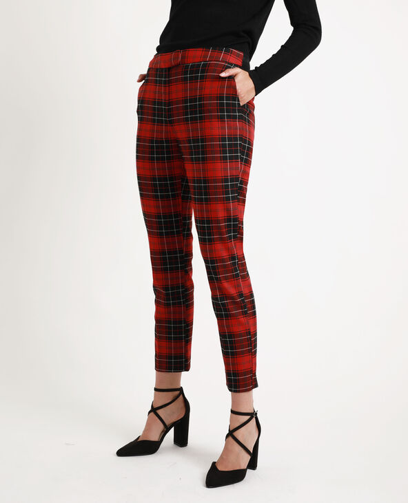 Pantalon femme carreaux rouge clearance