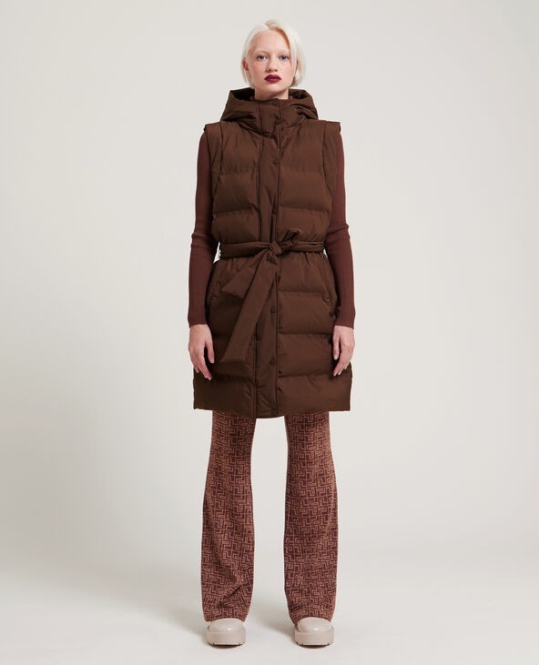 Doudoune mi-longue sans manches marron - Pimkie
