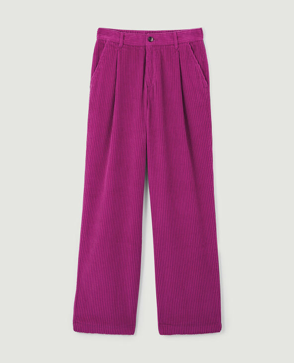Pantalon velours droit avec pinces rose - Pimkie