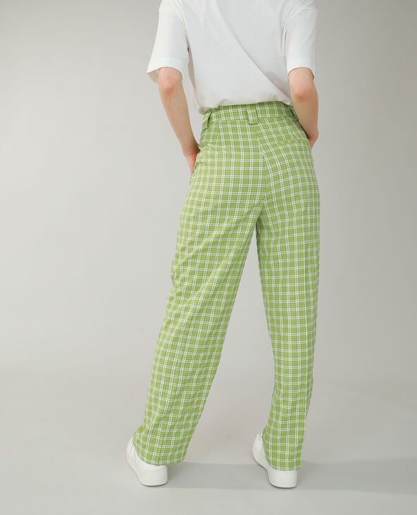 Pantalon wide leg à carreaux vert clair - Pimkie