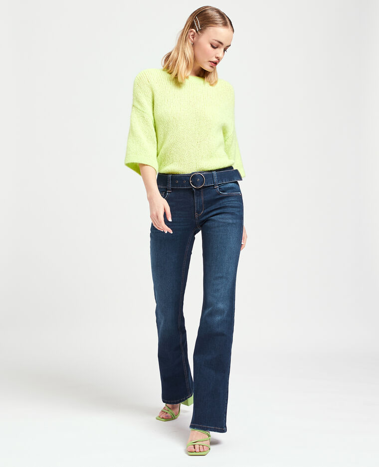Jean flare taille basse avec ceinture bleu brut - Pimkie