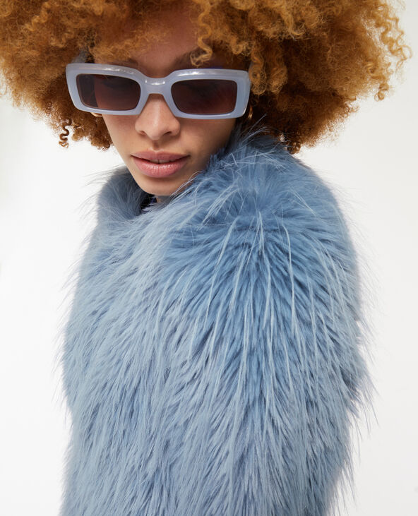 Manteau en fausse fourrure bleu - Pimkie