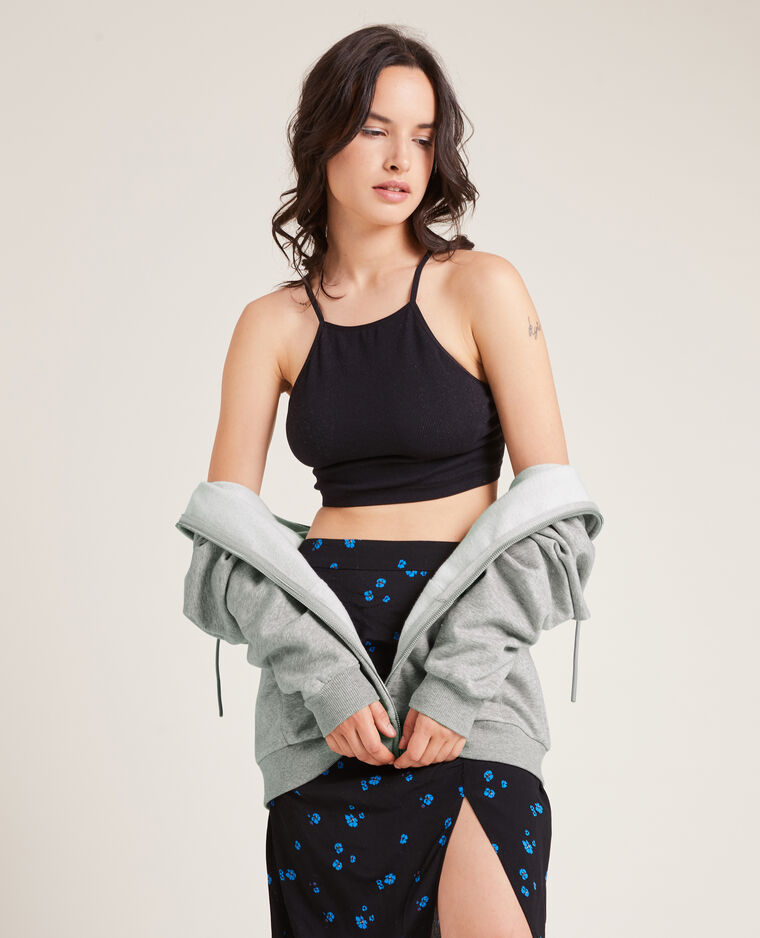 Sweat zippé avec capuche gris chiné - Pimkie