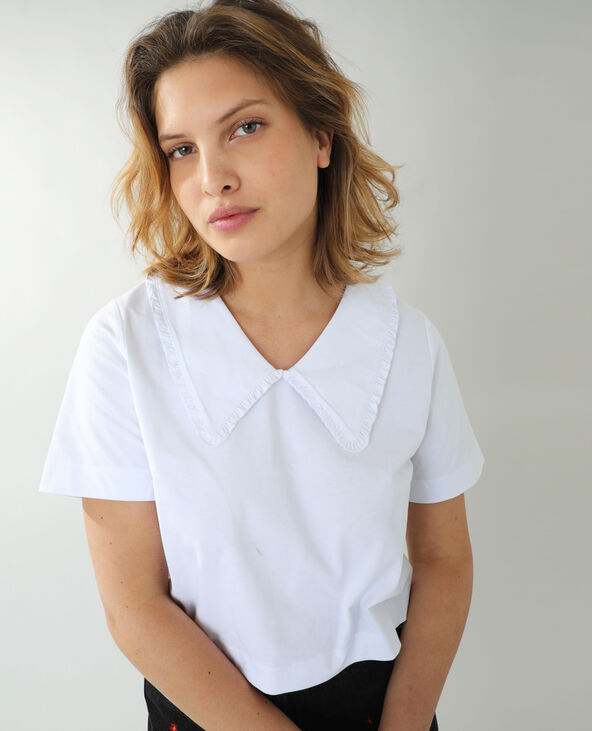 T-shirt maxi col Claudine blanc - Pimkie