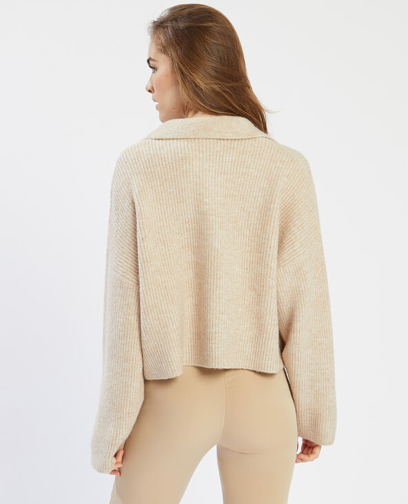 Pull col polo beige - Pimkie
