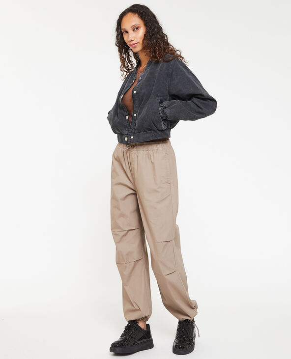 Pantalon parachute ceinture élastiquée taupe - Pimkie