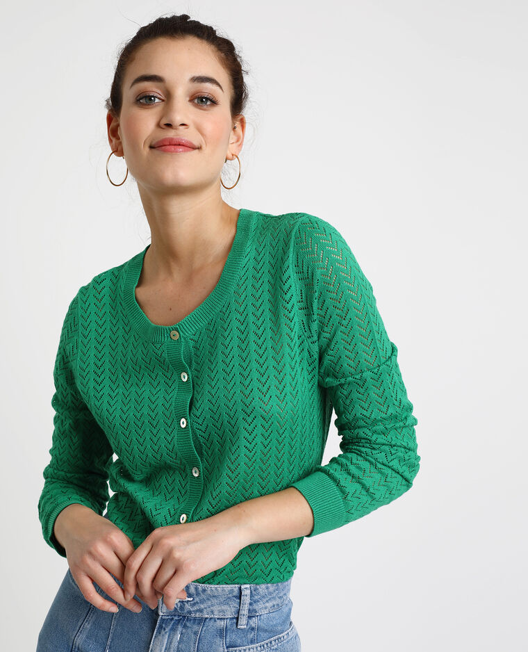 Gilet ajouré vert - 407347514A05 | Pimkie