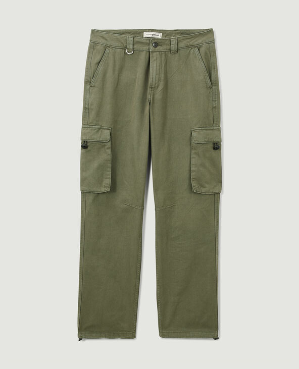 Pantalon droit cargo taille basse vert kaki - Pimkie