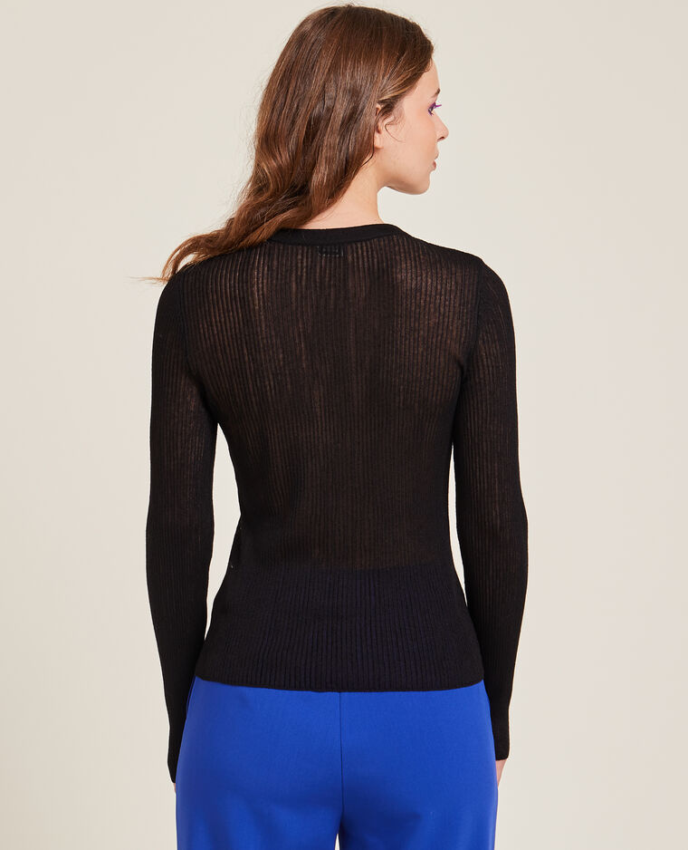 Pull maille côtelée transparente noir - Pimkie