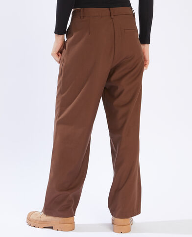 Pantalon large à pinces marron - Pimkie