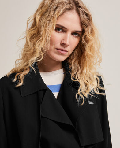 Trench long en tissu fluide noir - Pimkie