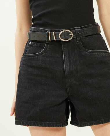 Ceinture effet croco avec boucle ovale noir - Pimkie
