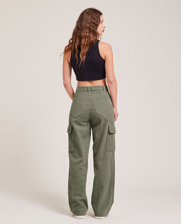 Pantalon cargo en velours vert - Pimkie