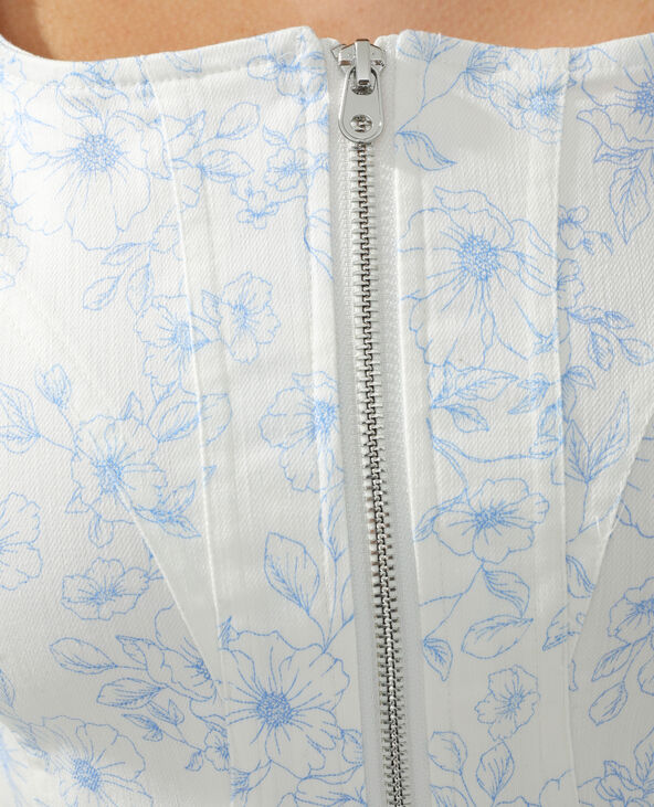 Top effet corset fleuri blanc - Pimkie
