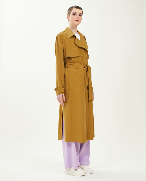 Trench long en tissu fluide marron - Pimkie