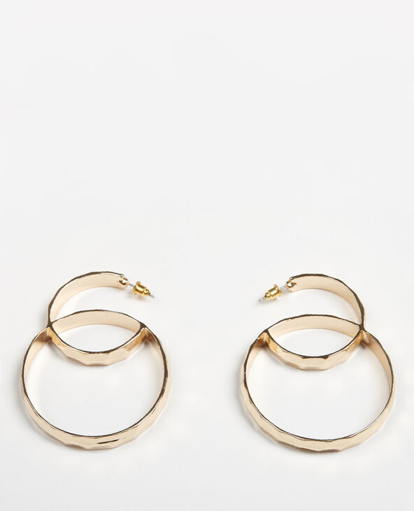 Boucles d'oreilles double anneaux doré - Pimkie
