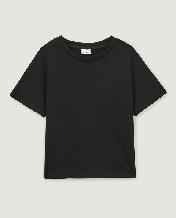 T-shirt cropped à manches courtes noir - Pimkie