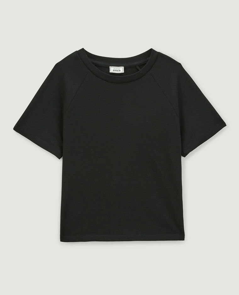 T-shirt cropped à manches courtes noir - Pimkie