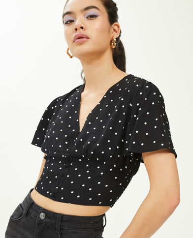 Blouse courte manches papillon noir - Pimkie